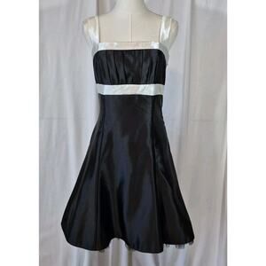 Gunne Saxx Jessica McClintock Satin Mini Dress Black Tulle US 4 6 Vintage